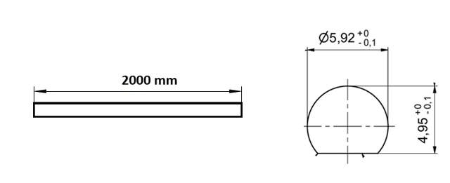 Locking Bar ø6mm x 2000mm, Steel, Nickel Plated