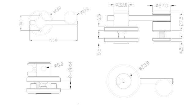 Turn & Release Handle SS-304, Black, F/Glass & Wood, F/Inset