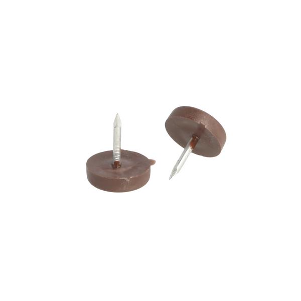 Plastic Tack,Nail-On Glide ø21x6mm,Dark Brown,Nail ø2.5x18mm