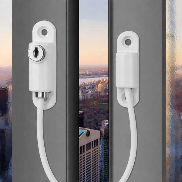 Window Wire Lock, Strong Model, White, W/SS-304 Wire - 215mm