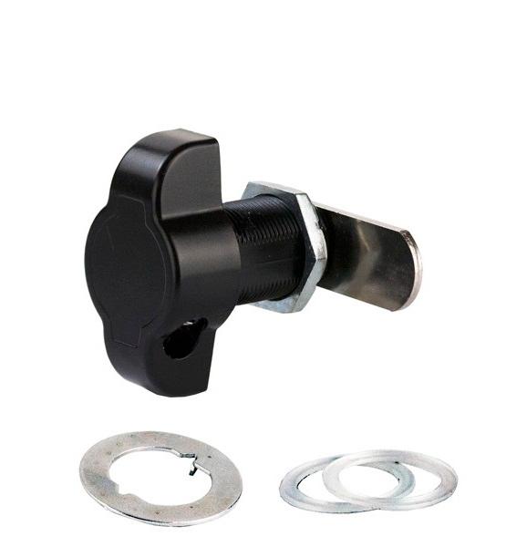 Padlockable Cam Lock #300L, 90DG, ø19x20mm, Black, Cam A04,