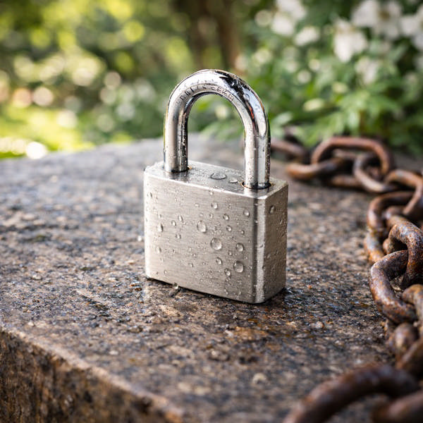 Padlock 40mm, Brass, SS-Look, 4.000 KD,MK 0002, Shackle: 7mm