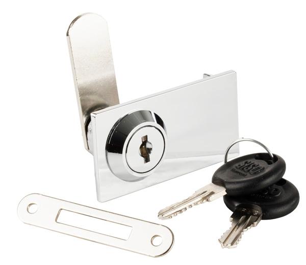 Glass Door Lock 916, CPL, 180DG, Str. Cam A04, CK:SISO, W/