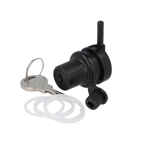 Glass Door Lock 910, ø25mm, Black Anodized, Metal Key SISO