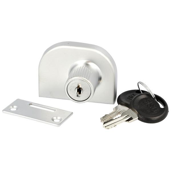 Glass Door Lock 917, Alu Finish, CK SISO, F/Double Doors