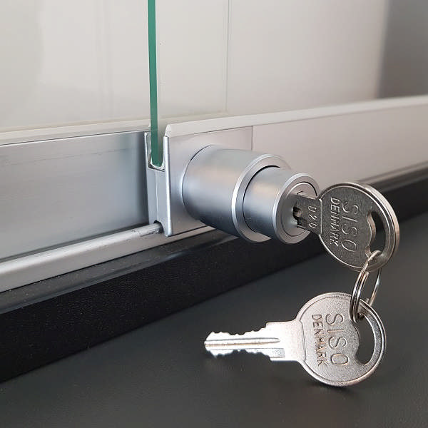 Glass Sliding Push Door Lock 2740, R+L, KA D20, Alu Finish,