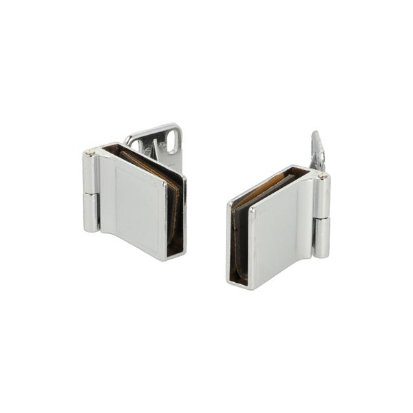 Glass Door Hinge D-13/2, Zamak, Top+Bottom, Chrome Plated