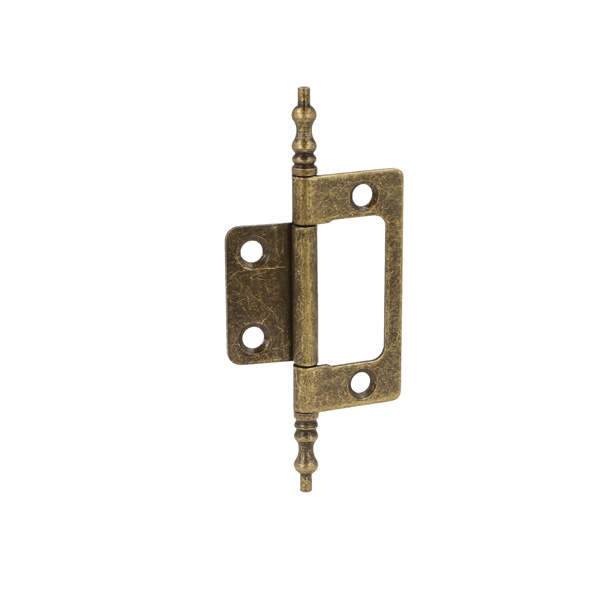 Flush Hinge, Steel, 88x24x1,2mm,Bronze Pl,W/Finials,Straight