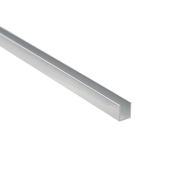 Alu. U-Channel, F/6mm Glass, Polished Alu, 3,0Mtr,1x12x8,2mm