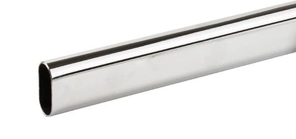 Wardrobe Oval Tube, Chrome Pl, 30x15x1,2mm, Length 2000mm