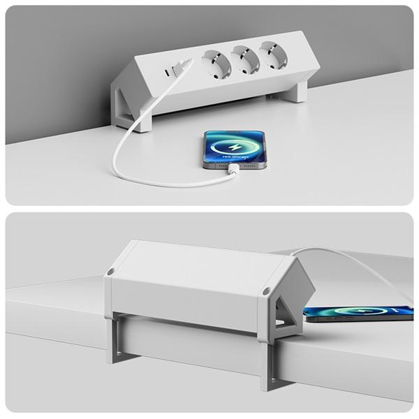 Picture3 Power Socket, White,1 EU Sockets+2 USB Chargers (A+C) 20W